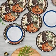 2pcs/4pcs/6pcs Pumpkin Face Pattern Silicone Coasters, Home Decor, Suitable For Halloween, Can Be Used As Halloween Gift, Halloween Decoration, Applicable To Dining Table, Coffee Bar, All Season Decoration, Washable Placemats, Room Decor, Coasters, Drink Mats, Drain Mats, Kitchen Dining Table Mats, Indoor/Outdoor Party Decoration, Home Decor, Ideal Gift