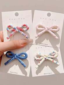 5pcs Women's Cute Plaid Polka Dot Bow Hair Clips, Suitable For Daily Use, Home, School, Beach, Work, Party, Holiday, Birthday, Back To School, New Year, Valentine's Day, Mother's Day, Wedding, Music Festival, Graduation, Claw Clips, Hair Claws, Hair Slide, Hair Barrettes