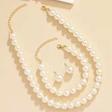 2pcs Vintage Exaggerated Faux Pearl Surface Defective Choker Necklace & Multilayer Beaded Necklace For Women, Europe & US Cross-Border Jewelry - White - View 7