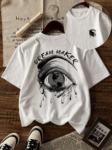 1pc Boys' Casual Printed Round Neck Short Sleeve T-Shirt, Summer Student Youth Clothing - Artistic Style T-Shirt Brings Joy And Happiness To Every Child! - White - View 3