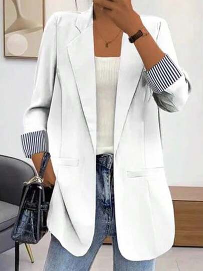 Chaqueta de traje para mujer, nuevo modelo de primavera-otoño, estilo coreano, corte ajustado, tejido ligero con caída, manga tres cuartos, chaqueta de traje para mujer.