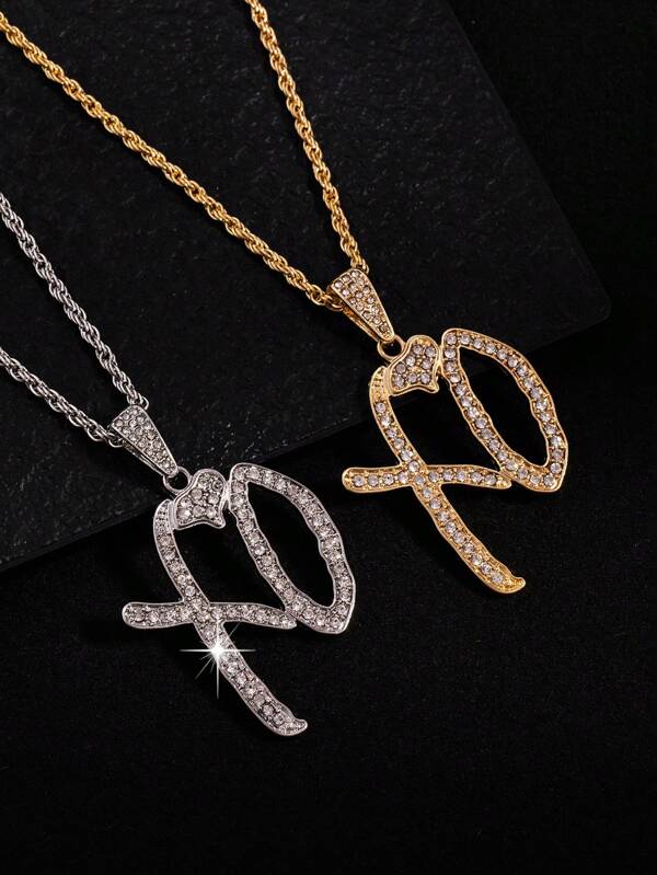 1PC New Fashion XO English Letter Alloy Hip Hop Pendant Necklace, Creative Fashion Charm Pendant, Hip Hop Necklace