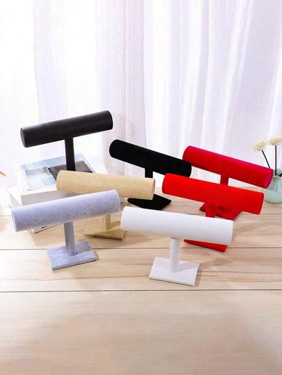 1 Pieza Soporte en forma de T para pulseras, Soporte de exhibición de joyería, Estante de almacenamiento de joyería de franela, Adecuado para relojes, collares, pulseras y otros accesorios de joyería, es la primera opción para la temporada de regreso a clases y regalos festivos.