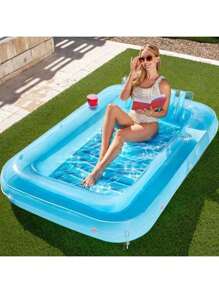 SLOOSH 85" X 57" Extra Large Adult Inflatable Pool Float Lounger With Pillow, 4-In-1 Sunbathing Bathtub Raft, Inflatable Pool Lounge Chair, Pool Party Gift, XL-Bright Pink - Multicolor - View 18