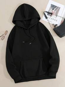 Women's ADHD Awareness Graphic Hoodie - Black Casual Loose Fit Hooded Sweatshirt With Skeleton & Print, Geometric Pattern, Washable, Autumn Winter Streetwear, Autumn Winter Apparel, Comfortable S Apparel, Streetwear Fashion, Avantgarde Fashion, Durable Material, Streetwear Lovers - 黑色 - 查看 2