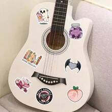 SCXXBSW 50 sztuk romantycznych, kreatywnych naklejek do czytania z kreskówek DIY, wodoodporne naklejki na bagaż i notes z gitarą