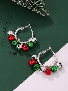 1 Pair Christmas Hoop Earrings, Colorful Bell Earrings, European And American Style Jewelry Accessories - Multicolor - View 2