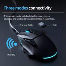 NACODEX AJAZZ AJ039 Kabel/Drei-Modus-Maus Yingst A704F Sensor mit niedriger Latenz, praktische Büromaus, leicht mit 124 Gramm, coole Beleuchtung, 500 mAh Akkulaufzeit, Gaming-Maus unterstützt Multi-System Windows, Android