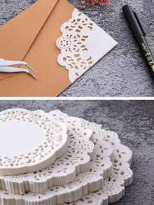 Openwork Lace Scrapbook DIY Decoration Material Paper Random Delivery - White - View 7