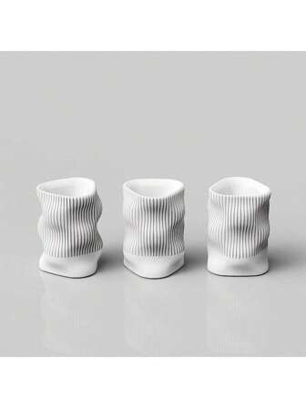 1PC创意水泥笔筒办公桌面轻奢高端收纳盒艺术简约白色商务摆件