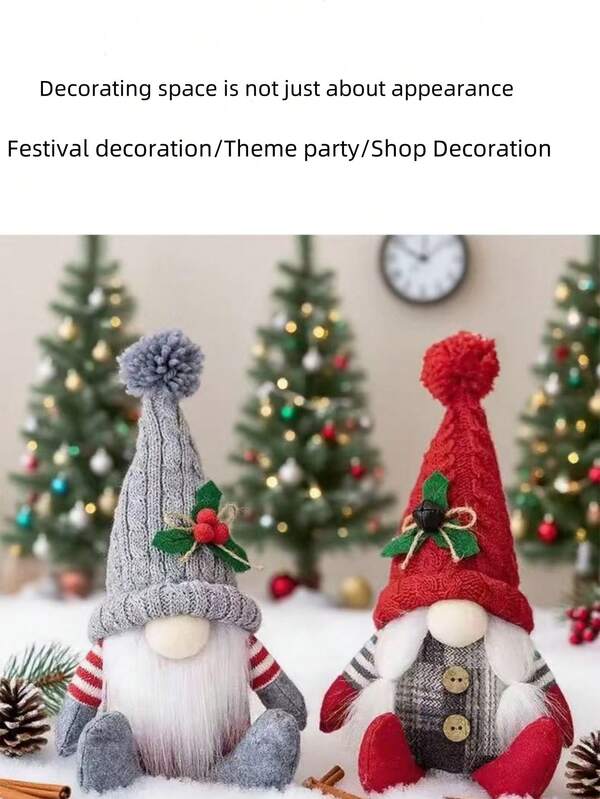 1pc Christmas Decoration, American Country Style Faceless Old Man Figurine, Gnome Sitting Desk Decor, High-Quality Male & Female Hat Wearing Doll, Detailed & Textured Material Home Decor Christmas Decorations Room Decor