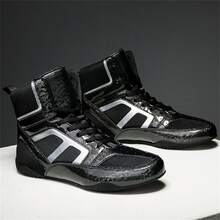 Zapatos deportivos de boxeo de alta gama, súper mil, ligeros, antideslizantes y resistentes al desgaste para lucha - Negro - Ver 2