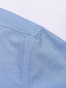 Men's Business Dress Shirts, Long Sleeve, Iron-Free, Slim Fit, Solid Color Korean Style Formal Shirts, Versatile For Work And Commuting. - Baby Blue - View 4