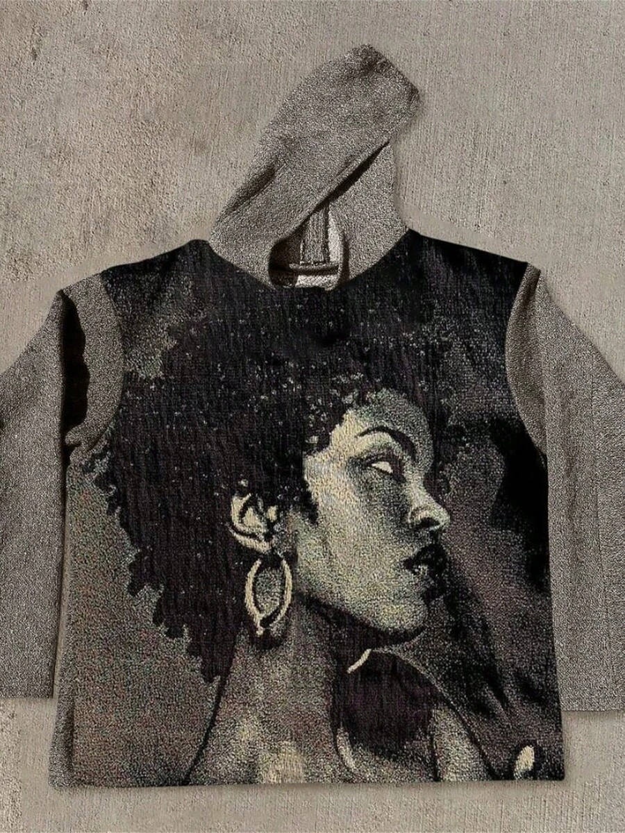 Men's Casual Loose-Fitting Hooded Sweatshirt With High-End Fashionable Design And Printed Pattern, Suitable For Individuals