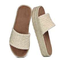 Sandals For Women Wedge Bohemian Slide Lightweight Summer Beach Shoes - Màu Khaki - Xem 9