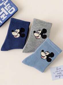 Disney 3/6双装儿童可爱袜子，秋冬男童船袜，韩版卡通女童春秋款，婴儿学生袜，儿童婴儿袜 - 彩色 - 查看 5