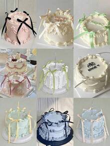 10/20pcs Ribbon Bow Cake Decorations, Silk Cake Skirt, Graduation Cake Toppers, Birthday Party Table Decorations,Birthday Cake Topper Balletcore Birthday Cake Topper Black Bow Ribbon Cake Decoration For Birthday Shower Wedding Party - Multicolor - View 1
