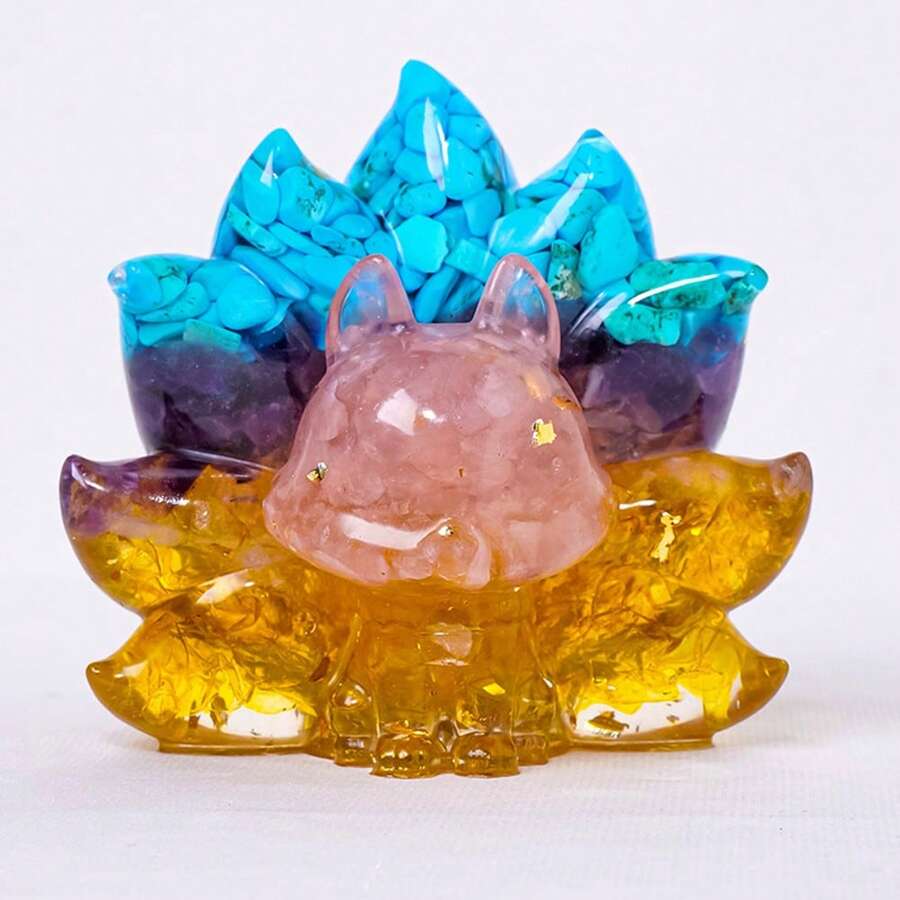 Manifest Wealth & Luck: Nine-Tailed Fox Crystal Resin Figurine - Prosperity Guardian Home Decor (3.43" X 3.15") - Nhiều màu 3 - Xem 1