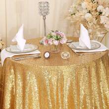 2pcs 50-Inch Round Tablecloth, Rose Gold Sequin Tablecloth, Glitter Tablecloth For Wedding, Holiday, Party, Restaurant, Engagement, Home, Outdoor, Dessert Table, Ceremony Decor - Multicolor - View 12