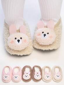 1 Pair Or 2 Pairs Anti-Slip Soft Bottom Baby Socks, New Cute Round Face Bunny Ear Pink Design, Soft & Comfortable For Toddlers, Adorable House Socks Suitable For All Seasons - Multicolor - View 10