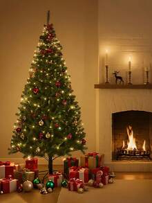Green Artificial Christmas Tree, Holiday Christmas Tree, Indoor Christmas Decoration, Suitable For Office, Home, Shop, Party, Christmas Party Decor, Party Holiday Decoration - متعدد الألوان - مشاهدة 11