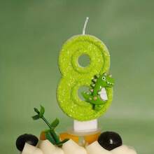 0-9恐龙主题数字生日蜡烛，恐龙主题派对用品，适用于蛋糕装饰，周年庆典和派对氛围提升，桌面装饰，氛围布置 - 彩色 - 查看 12