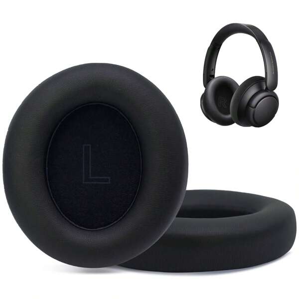 1 par de almohadillas para los oídos de repuesto para los auriculares Anker Soundcore Life Q30/Q35, cojines para los oídos con cuero de proteína talla grande suave y espuma de aislamiento de ruido