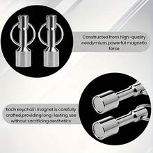 2/5/10个装钥匙扣磁铁金属检测工具，强力稀土钕磁铁，用于检测铁、钢和假金属，口袋大小，可用于金银首饰鉴别，便携式钥匙扣，适用于钱包钥匙，耐用圆形磁铁配件，母亲节礼物 - 銀色 - 查看 13