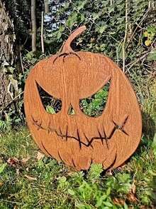1pc Halloween Pumpkin Silhouette Wooden Garden Stake, Outdoor Pumpkin Party Decor, Suitable For Halloween, Christmas And Easter Decorations, Yard, Lawn, Patio And Haunted House Accents