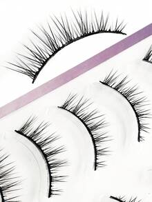 Asiteo 5 pares de pestañas postizas estilo París y coreano, nuevas pestañas falsas rectas, naturales y delgadas, adecuadas para principiantes y uso diario, cosplay, estilo anime - Negro - Ver 5