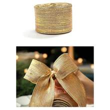2m Gold Glitter Christmas Ribbon, Decorative Bow Material For Christmas Gifts Home Decor Christmas Decorations Room Decor Winter Christmas Decorations Home Christmas Gifts Christmas Decor - Multicolor - View 4