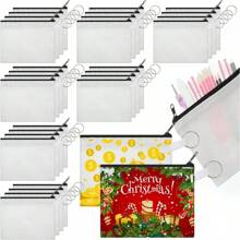 30 Pieces Sublimation Blank Small Coin Canvas Makeup Bags Bulk Cosmetic DIY Craft Pouch With Zipper Coin Purse Pencil Pouch Travel Toiletry Organizer(Black)