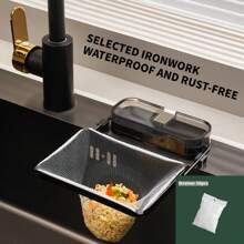 1pc Kitchen Suction Cup Drain Rack, Premium Kitchen Sink Drain Filter - Collapsible Upright Filter Basket, Kitchen Sink Filter Screen, Dishwashing Sink Filter Screen, Drainage Rack, Kitchen Accessories, Kitchen Organiser, Kitchen Storage, With 50 Pcs One-Time Mesh Drain Strainer, Effectively Traps Food Debris And Easy To Clean - Space-Saving, Reusable Design, Suitable For Filtering Kitchen Waste, Leftover Food, Garbage