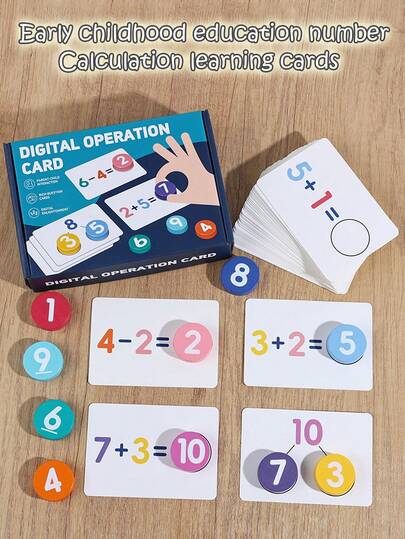 Holzziffernbrett für Kinder. Mathematik-Additions- und Subtraktions-Lernhilfe. Kognitive Zuordnungslernung, Aufklärung und Entwicklung des frühen Denkens in der Kindheit. Lernspielzeug für numerische Berechnungen.