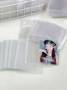 30 个横向层压硬卡套，3 英寸照片/卡片防水存储透明夹