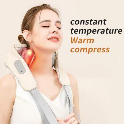 HYUNDAI 按摩披肩颈部按摩器，带加热功能、可充电振动功能，按摩斜方肌，模拟人手按摩颈肩部