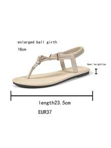 New Fashion Women Strap Slide Sandals, Stylish Casual Roman Style Slip-On Sandals In Black, Beige, Brown, Comfortable Flat Beach Sandals, Thick-Sole Sandals Recommended By Bloggers, Summer Beach Shoes, Elegant Buckle Low Heel Round Toe Slides, Odor-Resistant Non-Slip Leather Beaded Decor Simple Outdoor Slippers, Versatile Flat Slip-On Women Sandals - Beige - View 9