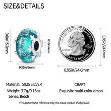 1 Piece Sterling Silver Luminous Charm Bead, Suitable For Original Bracelets, 100% 925 Pure Silver, Exquisite Style, Women's Jewelry Gift, Jewelry, Exquisite Snowflake Sky Blue Glass Cat Eyes, A Gift For Girls