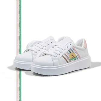 Spring Outdoor Women Thick Sole Elevated Sports Shoes, Colorful Striped Street Style Fashion Attractive Design Versatile Casual Shoes, Comfortable Shock-Absorbing Lightweight