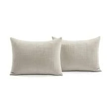 LUSH DECOR Solid Kantha Pick Stitch Yarn Dyed Cotton Woven Quilt/Coverlet Light Gray/White 3Pc Full/Queen Halloween-Fall Decor-Room Decor - 中性色/白色 - 查看 4