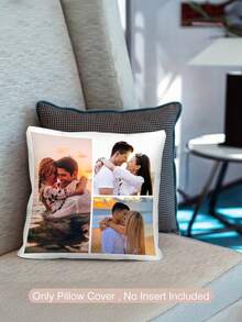 Personalized Gift For Men, 1pc Custom Photo Throw Pillow Cover, Washable Printed Cushion For Couples Families, Christmas Decor, Breathable Soft Home Textile, Heartwarming Customizable Picture Memento, Memory Keepsake Gift - Multicolor - View 2