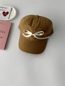 1 件软顶刺绣字母拼色棒球帽，可爱蝴蝶结设计，百搭休闲刺绣遮阳帽，适合女士 - 彩色 - 查看 11