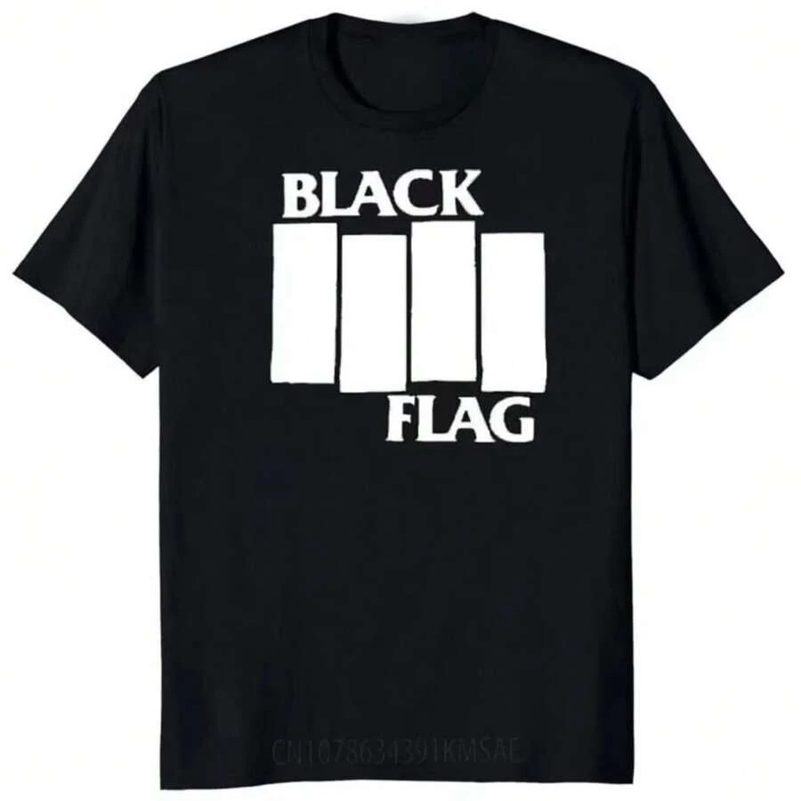 BLACK FLAG T Shirt Bars Logo Hip-Hop Punk Band Graphic Tshirts Women TrendSS Classic Short-Sleev Adult Breathable Camisetas Y2k - màu đen - Xem 1