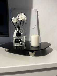 1个黑色亚克力托盘，DIY家居装饰，香薰展示架，摄影背景板，珠宝展示托盘，化妆品展览托盘 - 黑色 - 查看 1