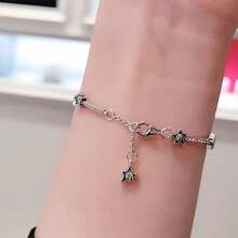 1pc Popular S925 Sterling Silver Star Cubic Zirconium Snake Bone Bracelet For Jewelry DIY, Fashionable Jewelry Gift