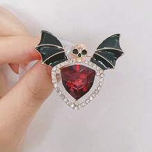 1pc Halloween Oil Drop Bat & Skull Brooch, Vintage Style Wing Decor Brooch Pin For Women Office Accessories Shirts Jacket Jewelry Christmas Clothes Pin Funny Cute Teacher Gifts Costume Accessories Bag Charms - Multicolor - View 2