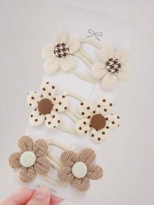 10pcs/Set Teen Girls' Faux Fabric Polka Dot & Flower Hair Clips, Beige, Suitable For Beach, Travel, Photography, DIY Decoration, Won't Damage Hair, Daily Use - Multicolor - View 2