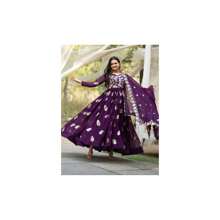 Purple Sequence Thread Work Anarkali Gown Dupatta Set Of 2 UK Next DAY - Multicolor - View 1