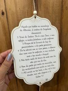 Mobile Salmo 91 Decoração Religiosa Salmo 91 Versículos Bíblia Deus - Bege - Visão 5