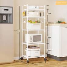 1pc Movable Utility Cart With Wheels, Multi-Tier Storage Rack For Home Use, Versatile Floor Standing Organizer For Bathroom, Kitchen, Bedroom, Living Room - Multicolor - View 16